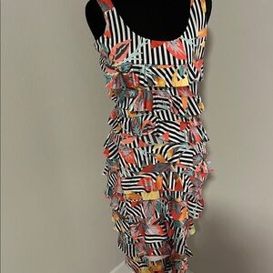 Tango Mango Women's Striped Midi Dress - Black and White